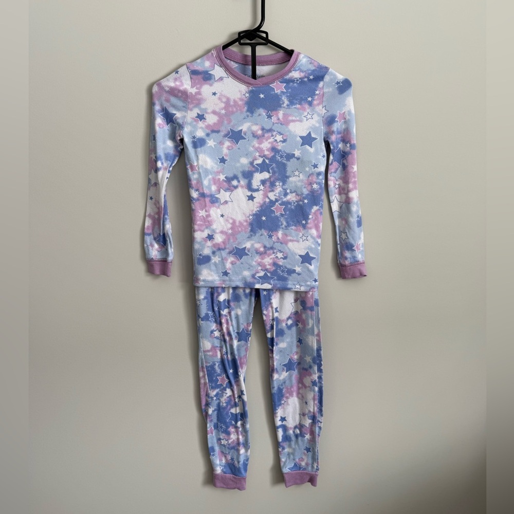Cuddl Duds Kids Pajama Set in Blue and Pink Starry Design